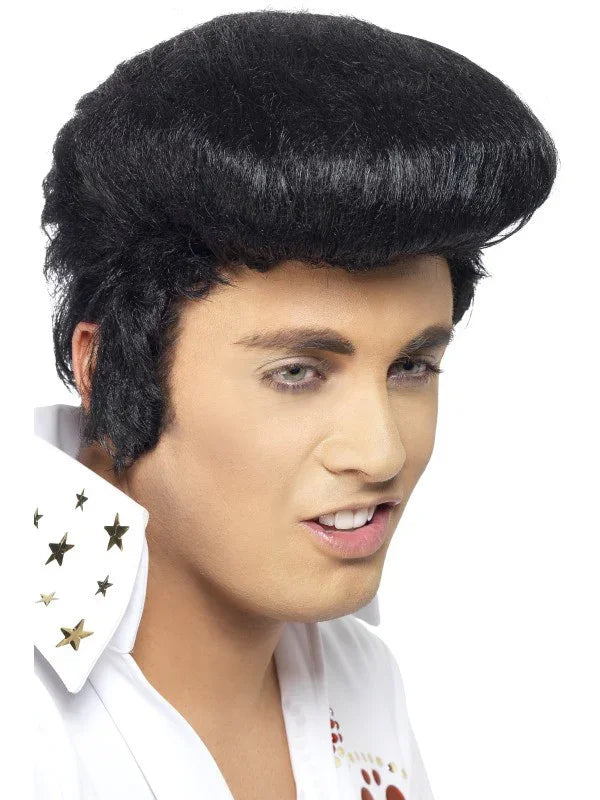 Peluca de Elvis Presley con Patillas Músicos y Cantantes Smiffys